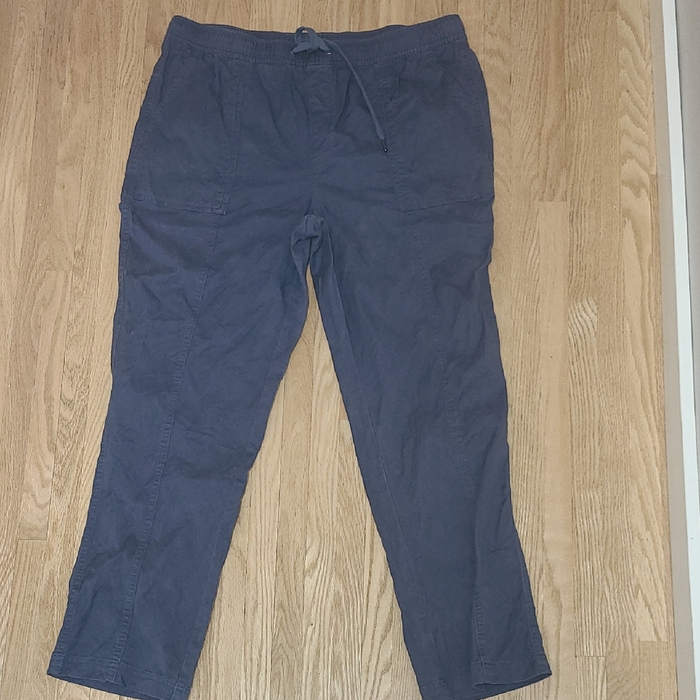 Tahari Blue Cargo Pants with Elastic Waistband